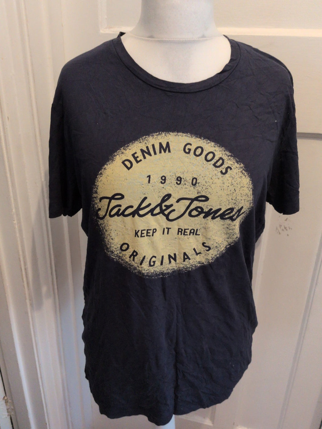 Jack & Jones XL Reg Fit Navy Print Short Sleeve T-shirt