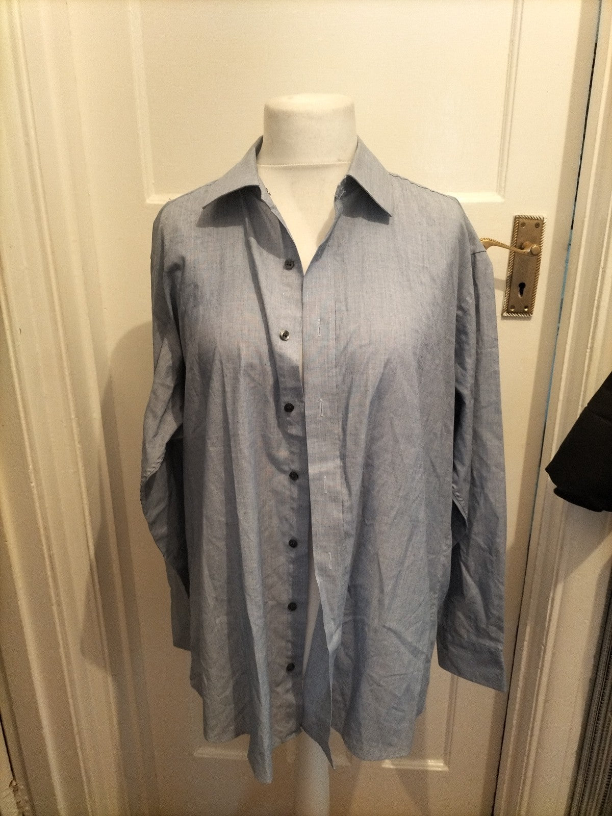 Mens 17" Greyish Blue Fleck Long Sleeved Shirt