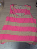 River Island 10 Pink And Pale Brown Stripe Sleeveless T-shirt