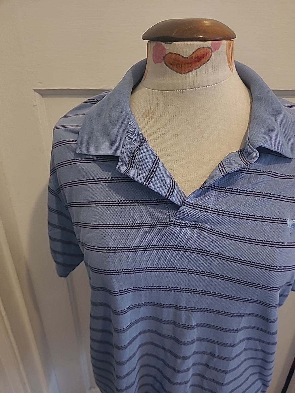 Mens Tweed River Size Large Blue Black Short Sleeved Polo Shirt