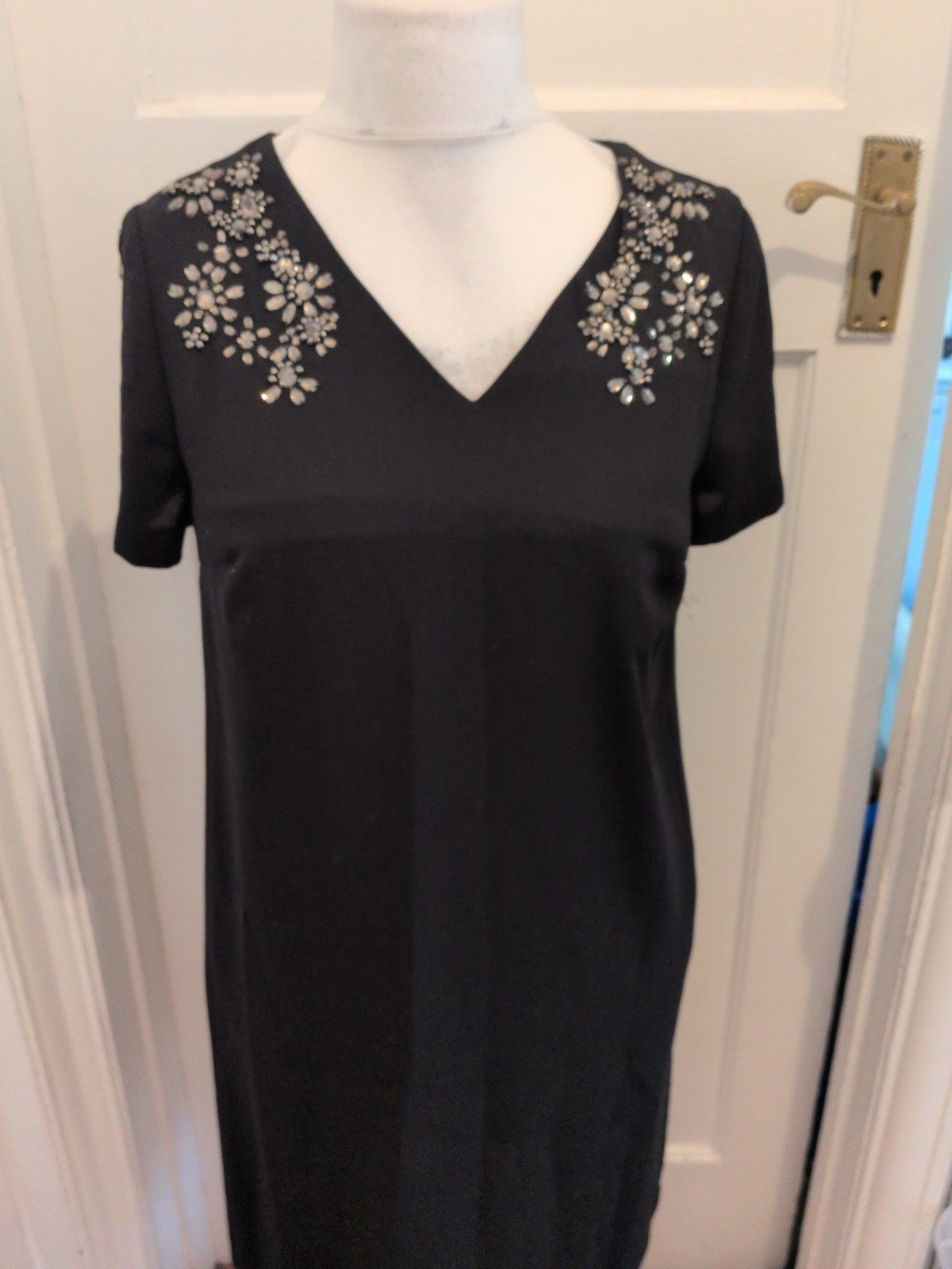 Gok For Tu 12 Black Short Sleeve Dress With Diamante Neck