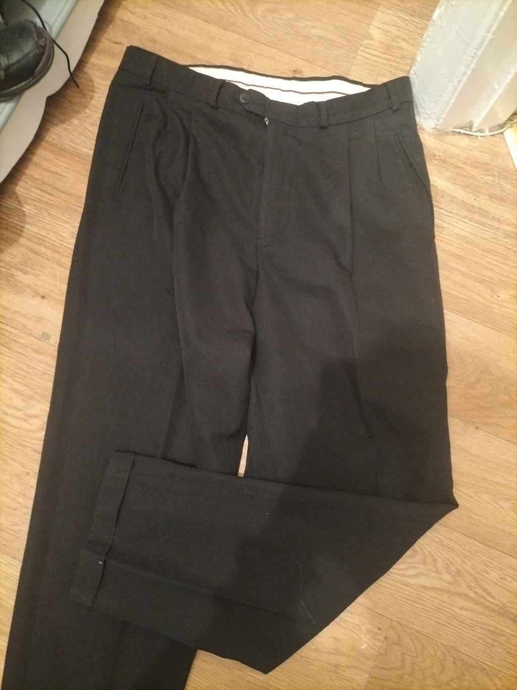 Mens Bhs Size 38/33 Black Smart Trousers