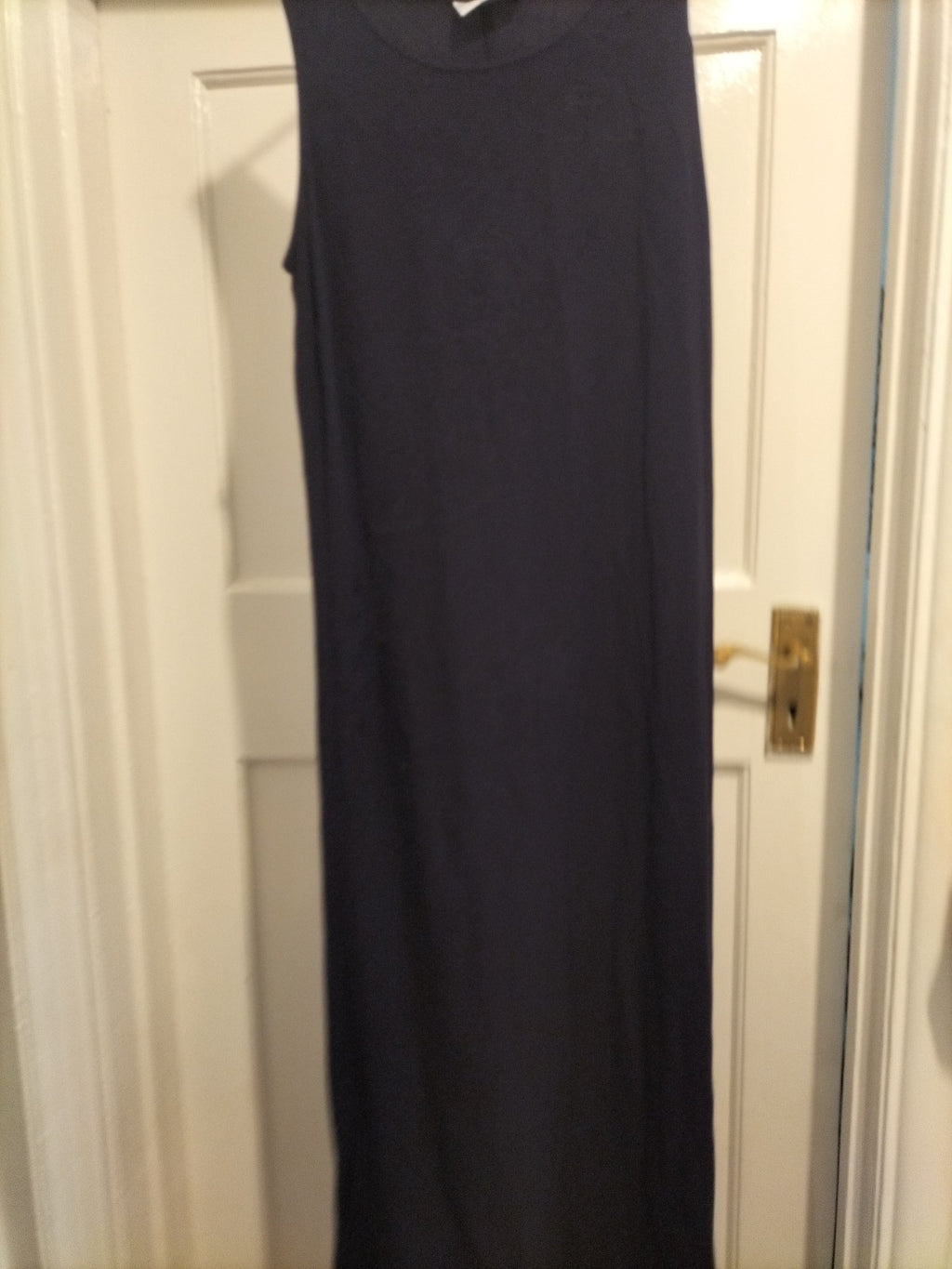 Ladies Sara Woman Size 10-12 Deep Purple Sleeveless Dress Embroidery Detail