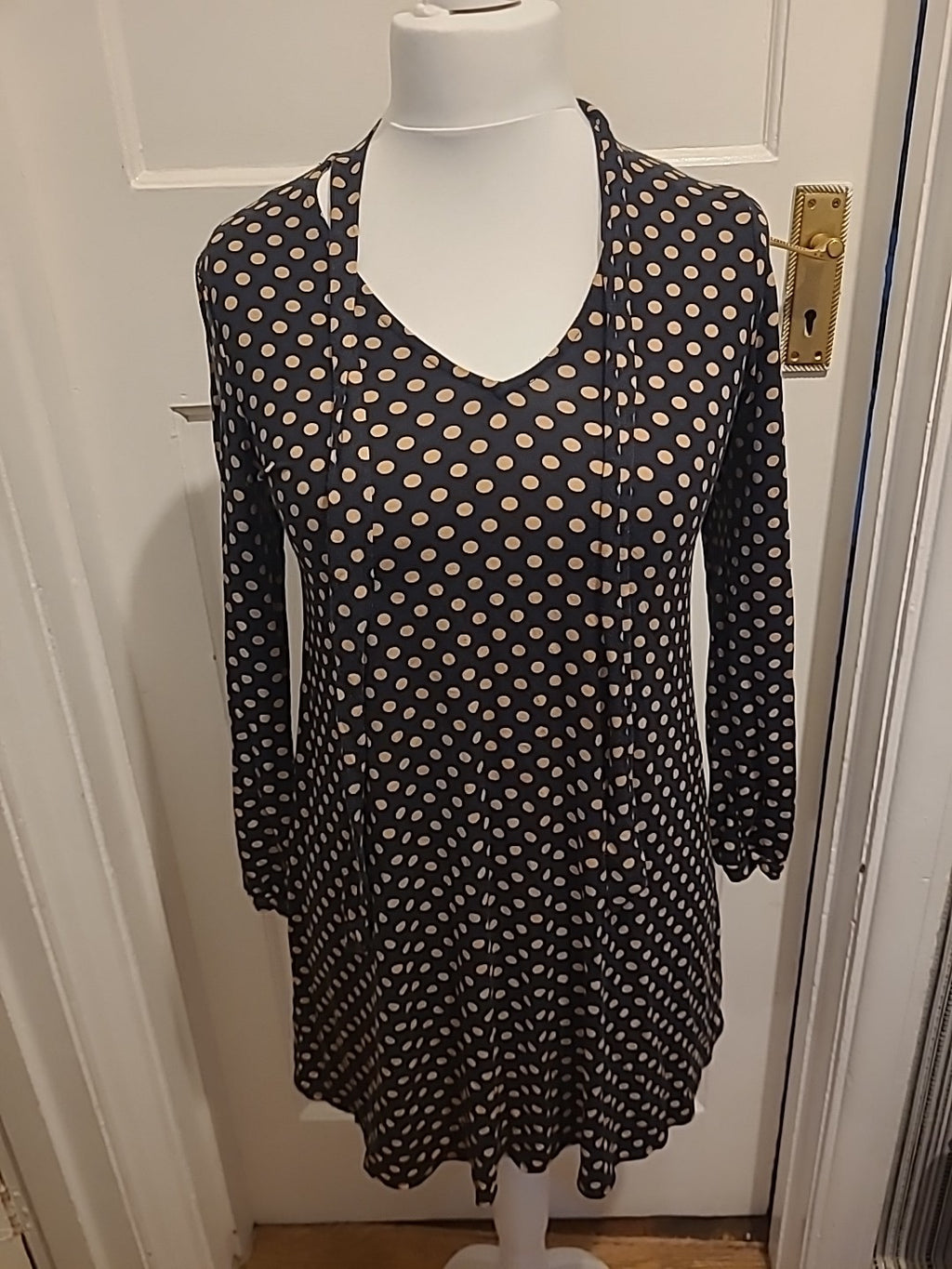 Ladies Dorothy Perkins Size 12 Brown/Black Spotted Blouse