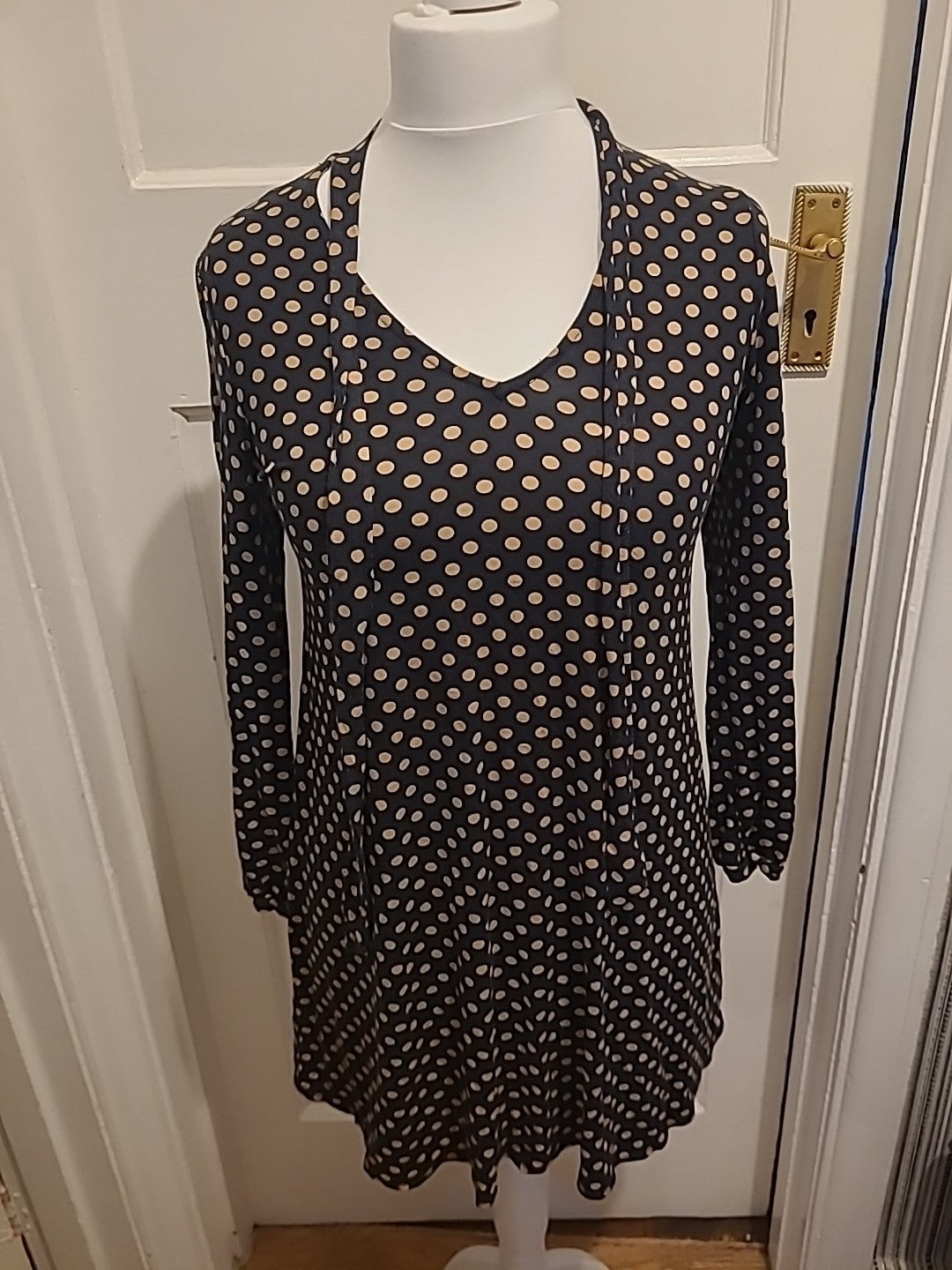 Ladies Dorothy Perkins Size 12 Brown/Black Spotted Blouse
