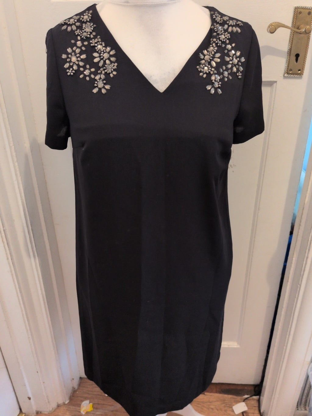 Gok For Tu 12 Black Short Sleeve Dress With Diamante Neck