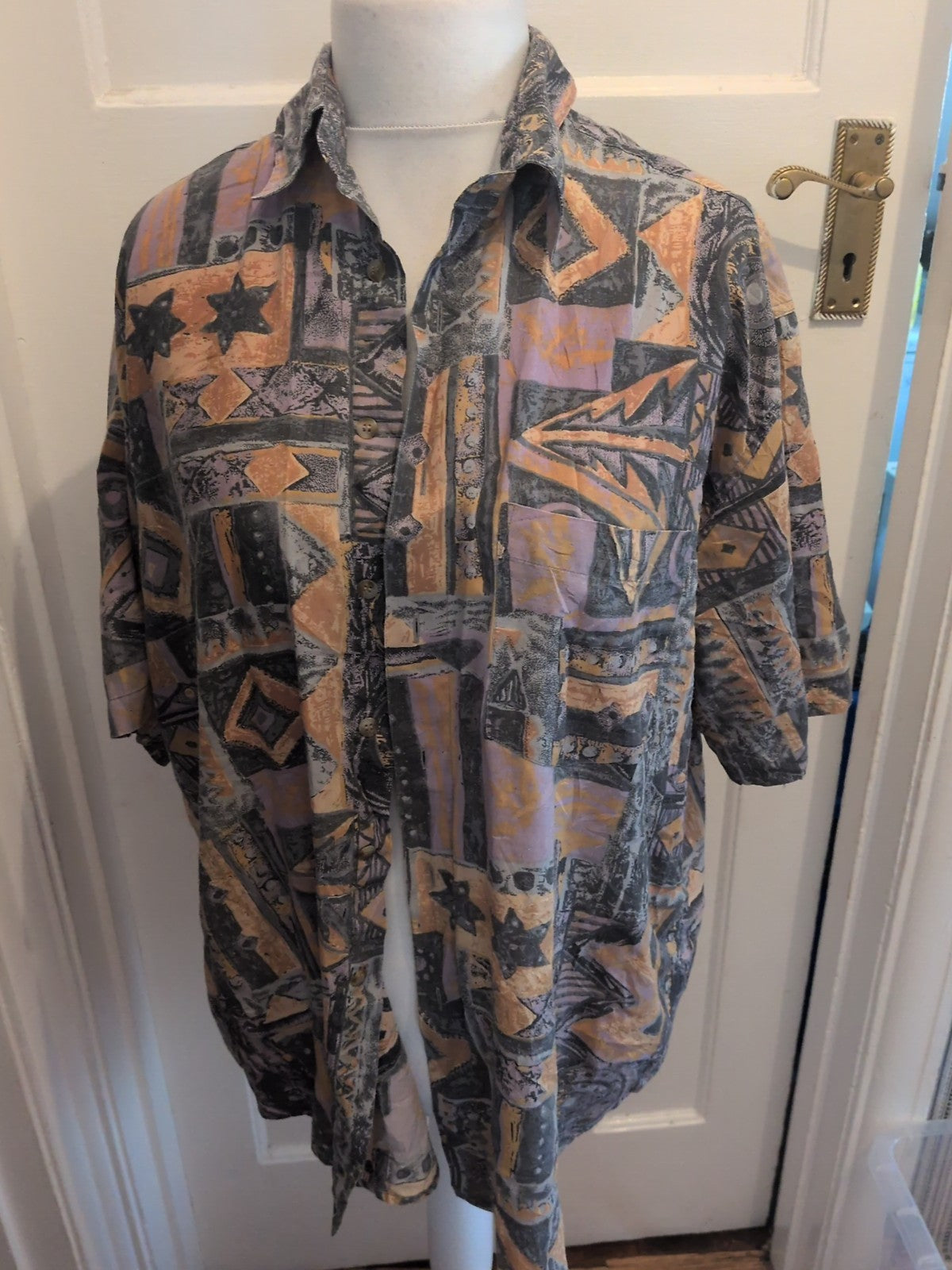 Debenhams Large Yellow/Grey Short Sleeve Shirt