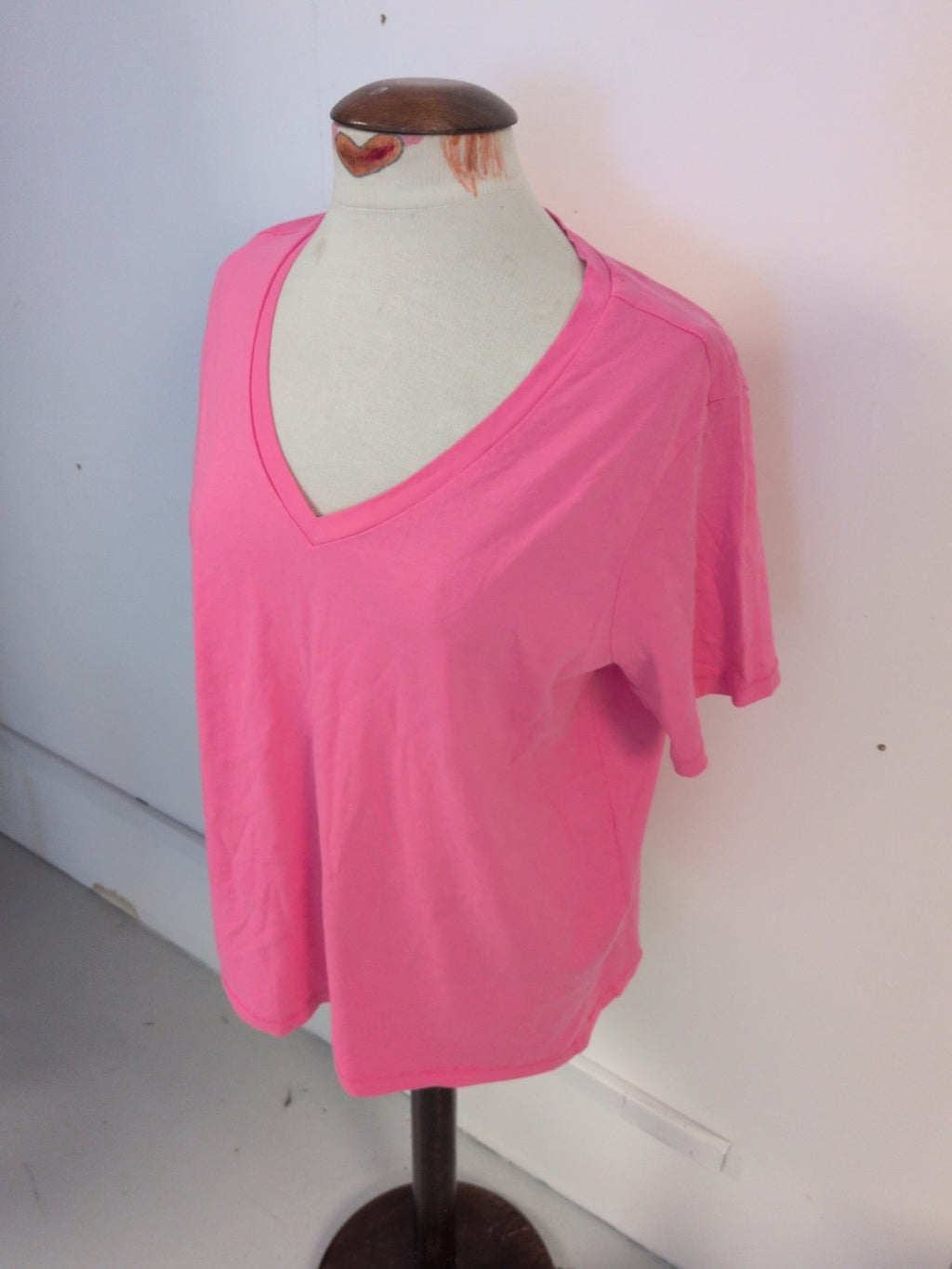 Primark 18-20 Hot Pink Short Sleeve V Neck T-shirt