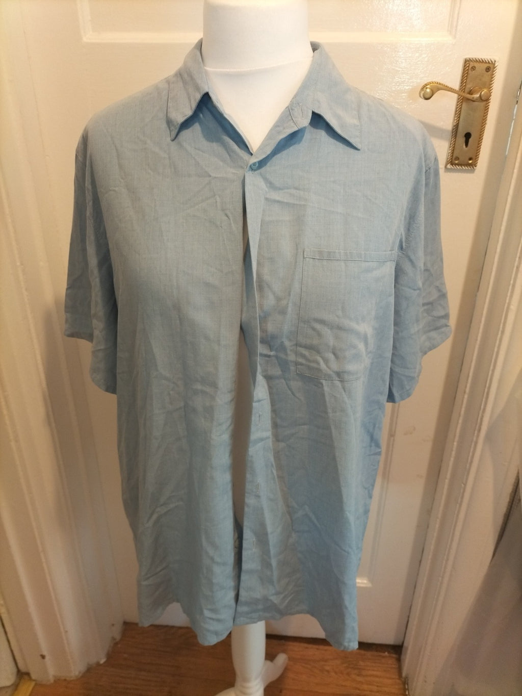 Mens Marks And Spencer Size 41-43" Chest Large Blue Shirt