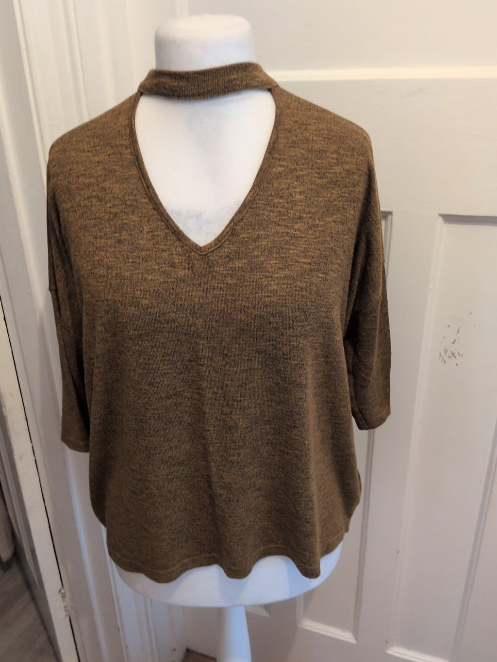 New Look Large Brown Fleck Cowl Neck Jumper