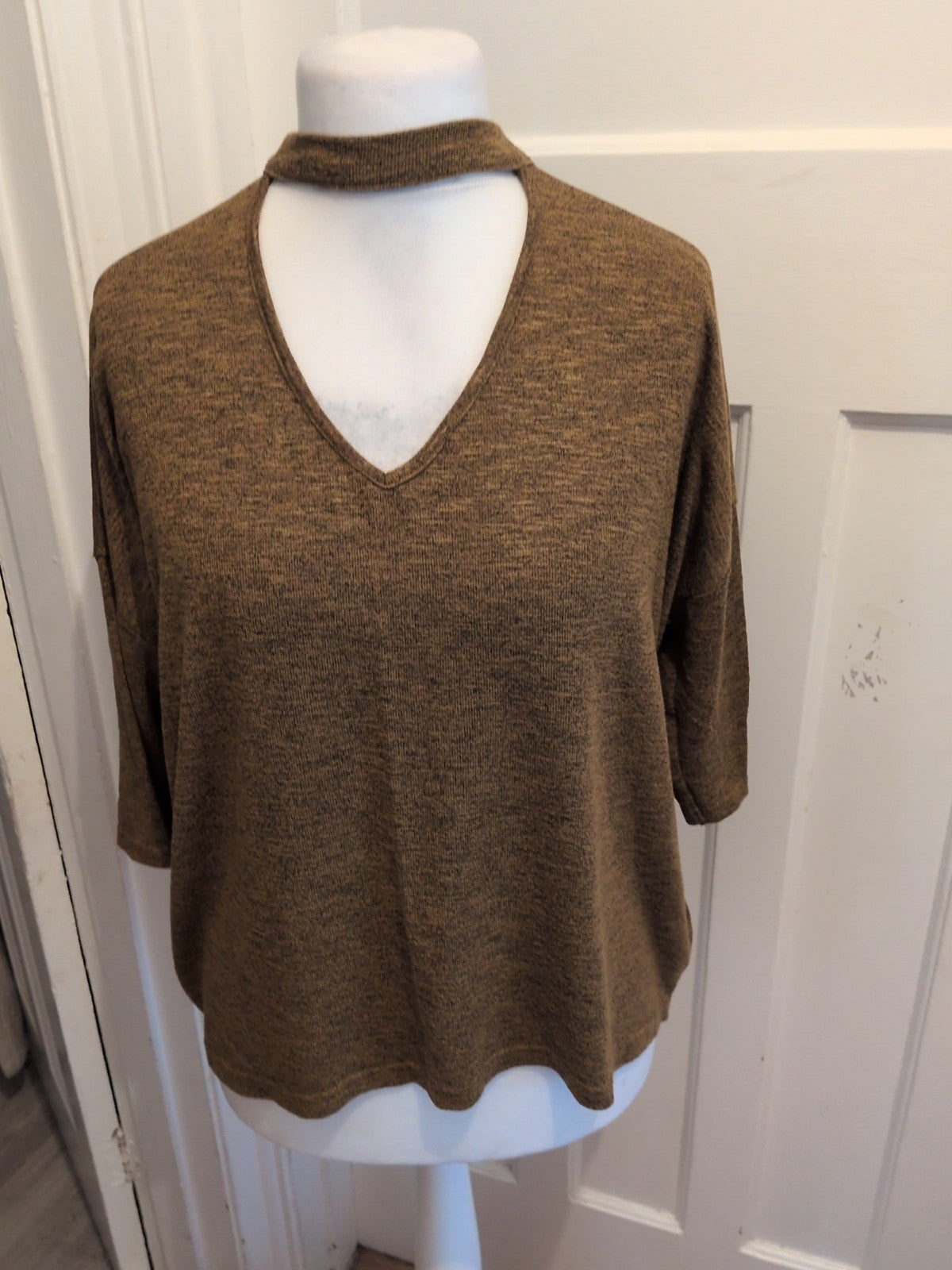 New Look Large Brown Fleck Cowl Neck Jumper