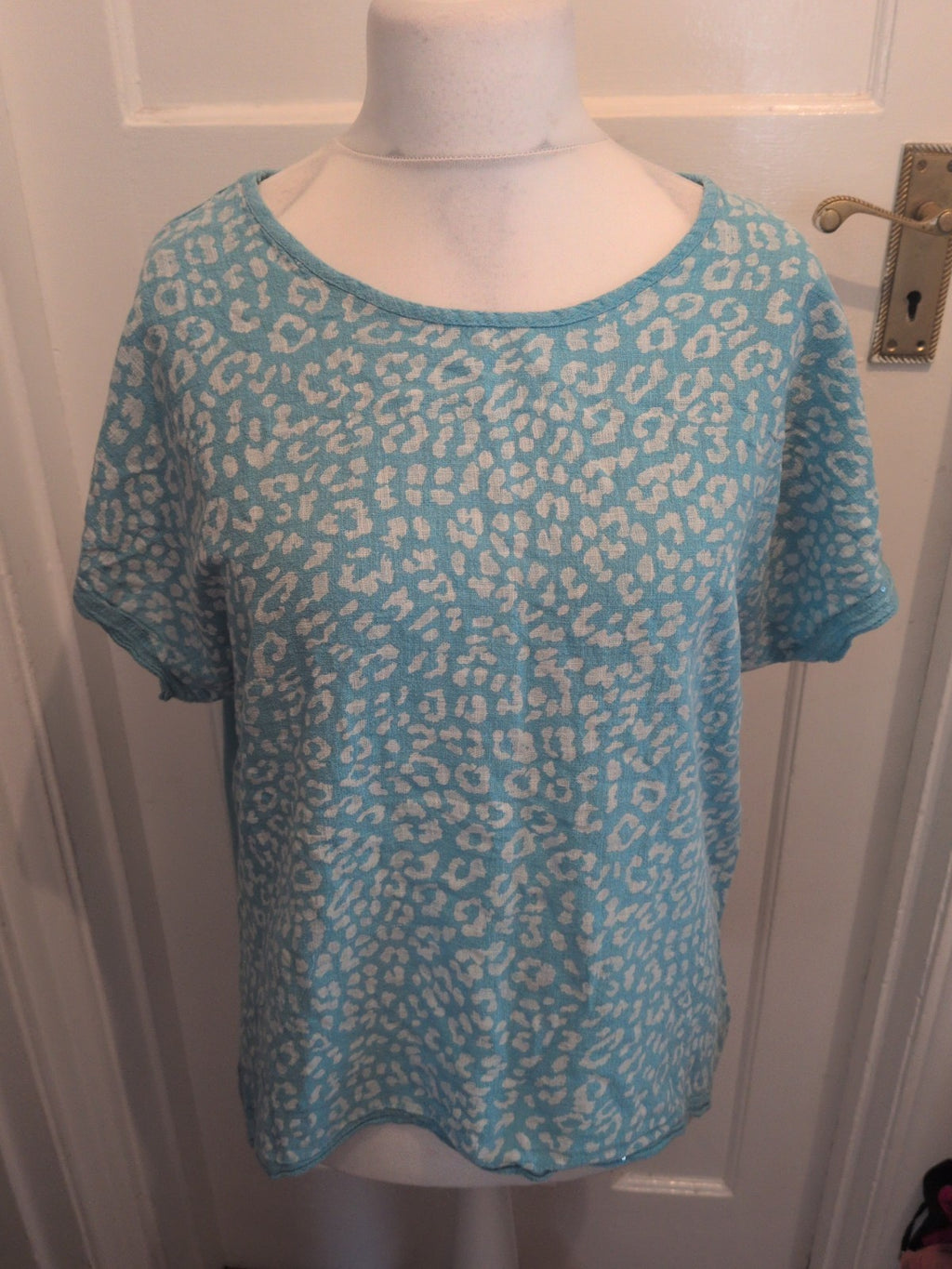 Large Aqua Blue Short Sleeved Blouse