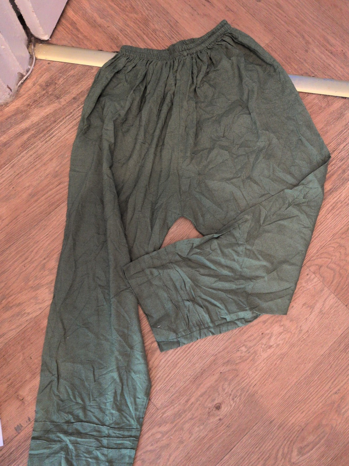XS Green Elastic Waist Harem Trousers