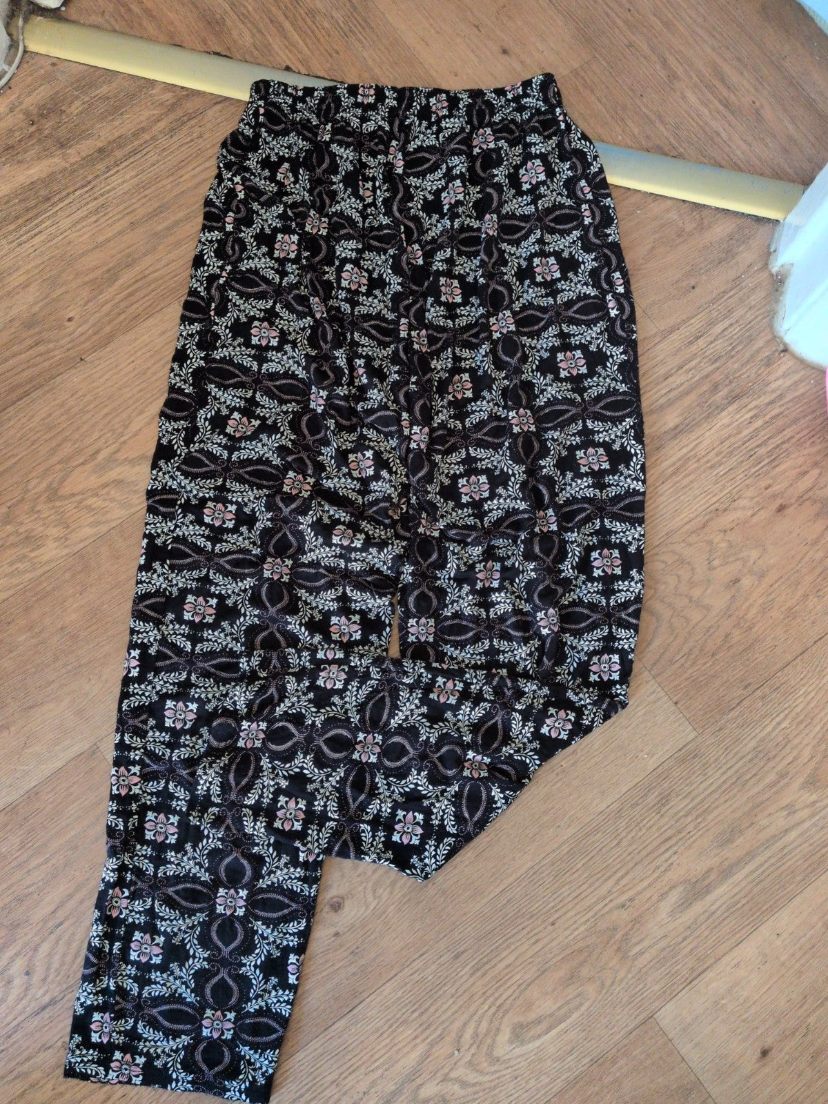Size 2 Black Aztec Elasticated Joggers