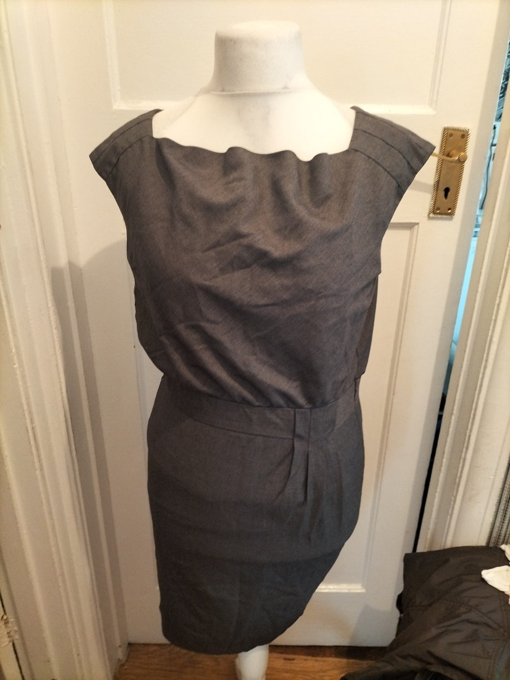 Ladies Next Size 10 Grey Lined Sleeveless Dress