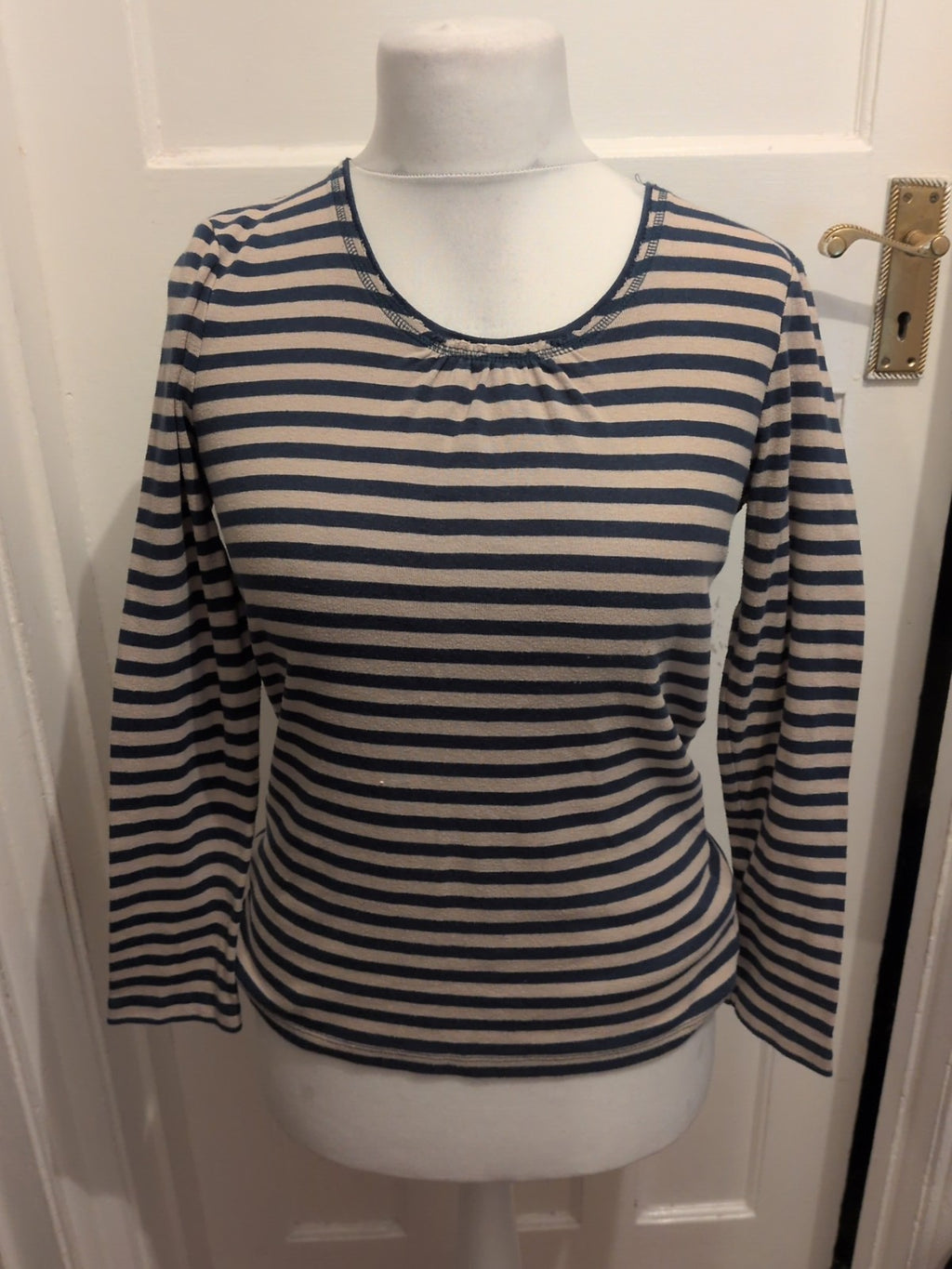 TU Fairtrade 12 Navy And Pale Brown Long Sleeve T-shirt