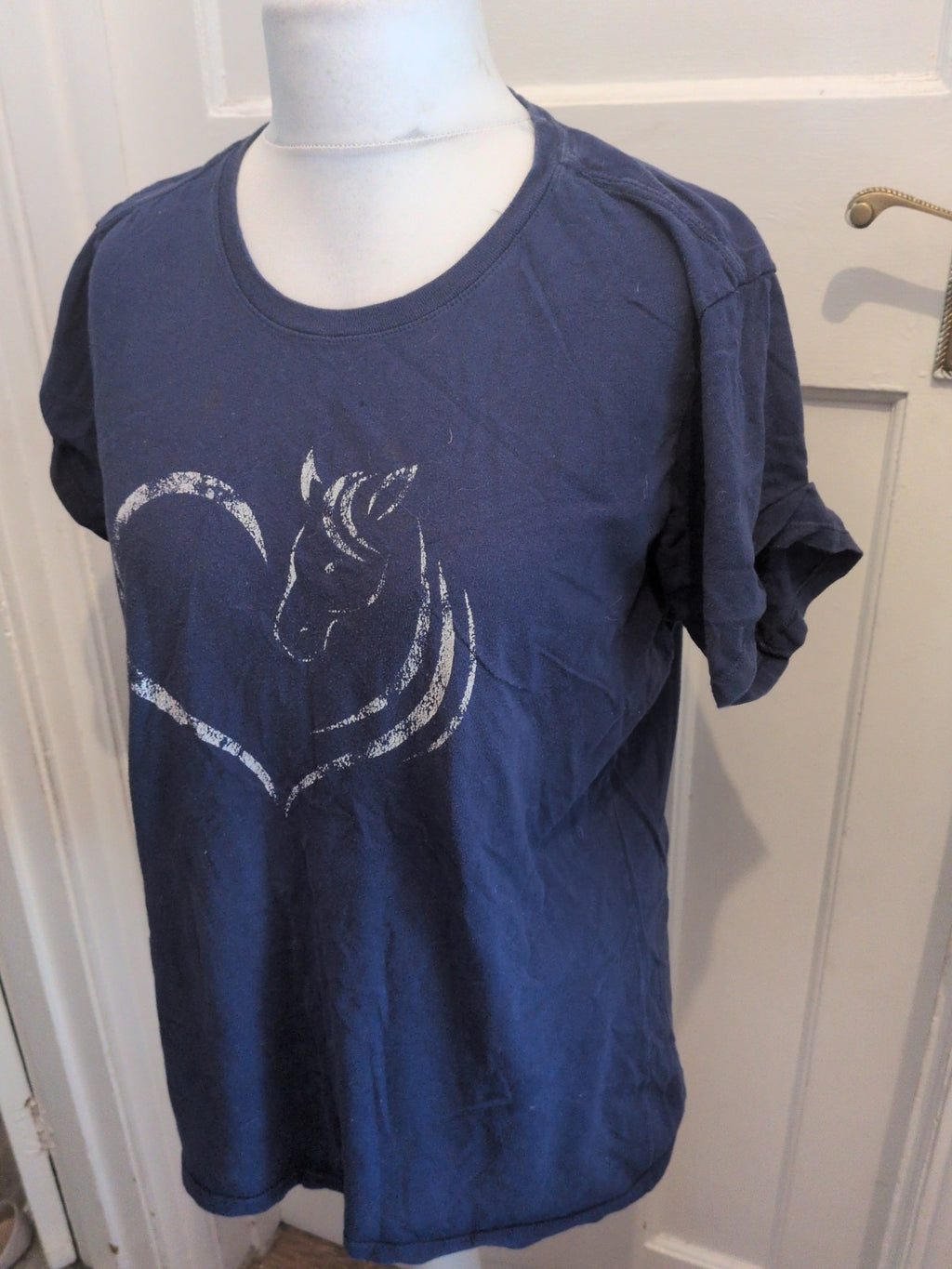 Port Company XL Navy Short Sleeve With White Print T-shirt