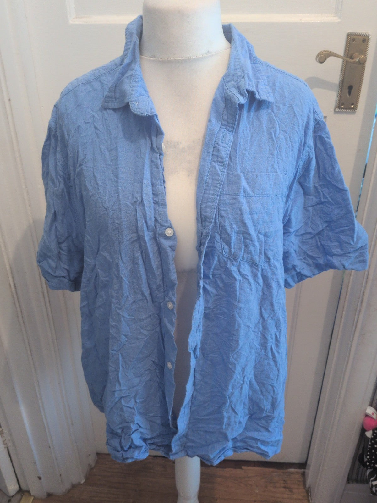 Mens George Size 2XL Blue Short Sleeve Shirt