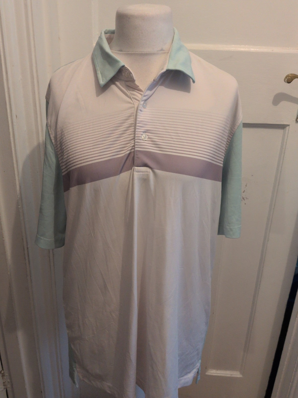 Glenmuir Large Pale Turquoise And White Short Sleeve Polo