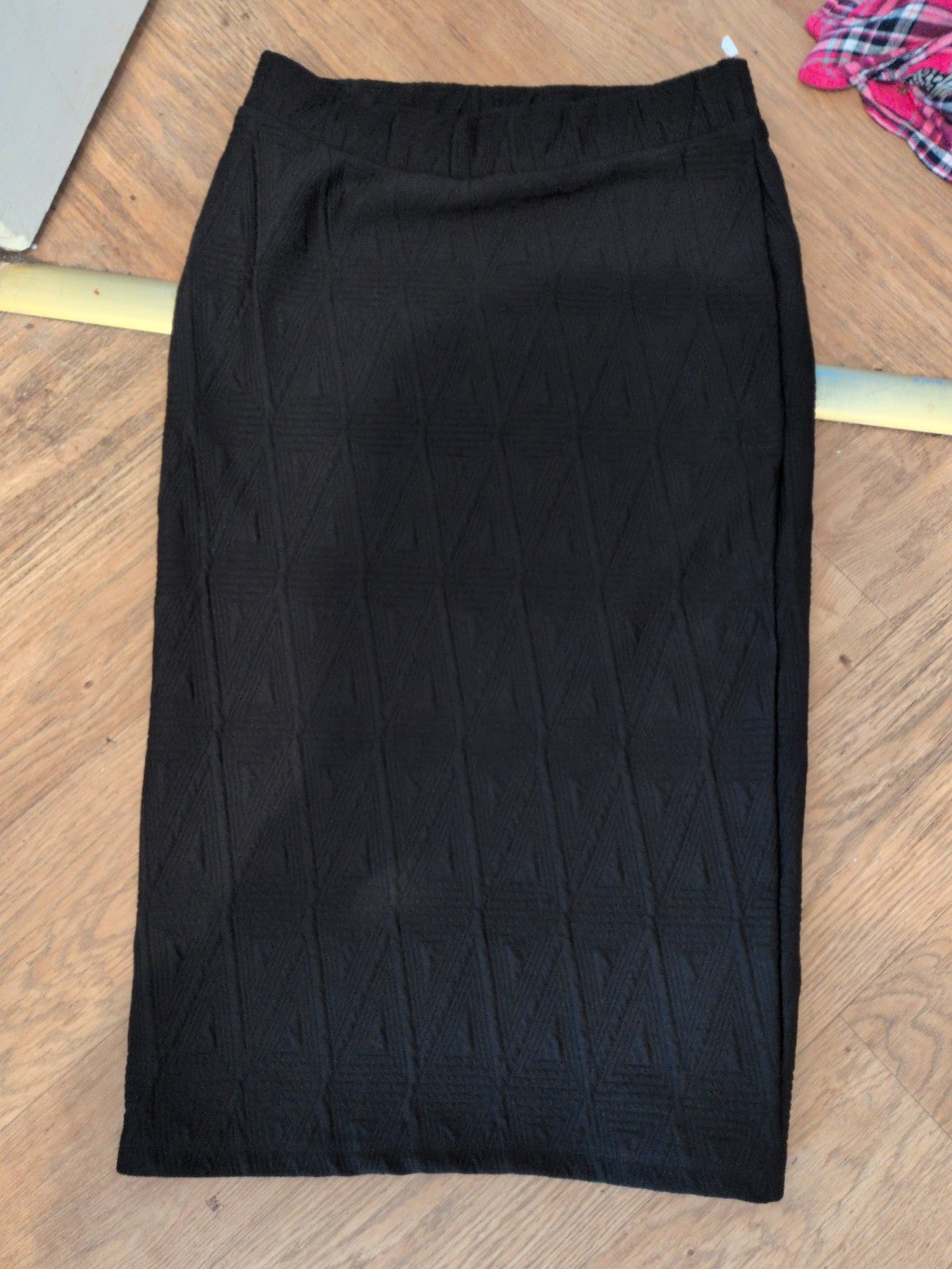 BHS 14 Black Patterned Stretch Midi Skirt Straight