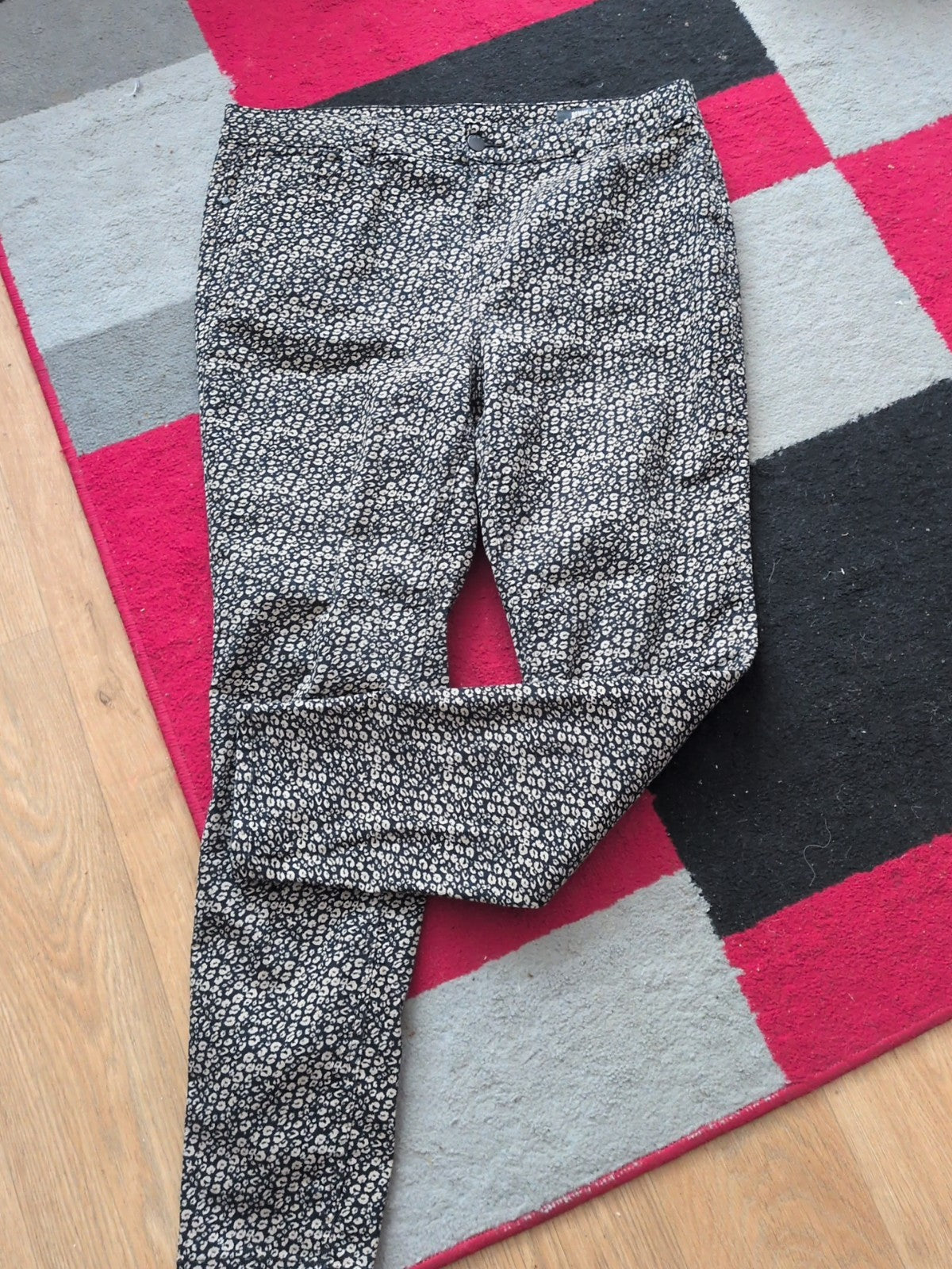 Ladies Tu Size 16 Black And Beige Denim Jeans Skinny