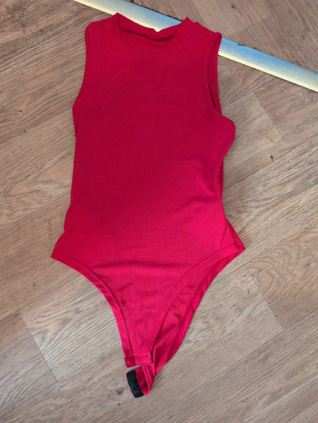 Ladies XS Red Rib Sleeveless Bodysuit