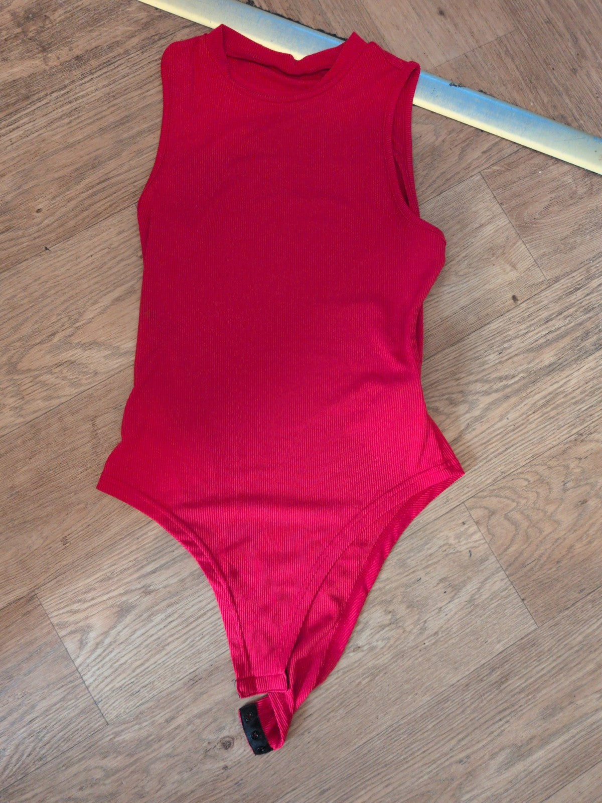 Ladies XS Red Rib Sleeveless Bodysuit