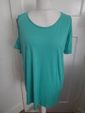 Ladies Matalan Size XL Turquoise Open Shoulder Short Sleeved Blouse
