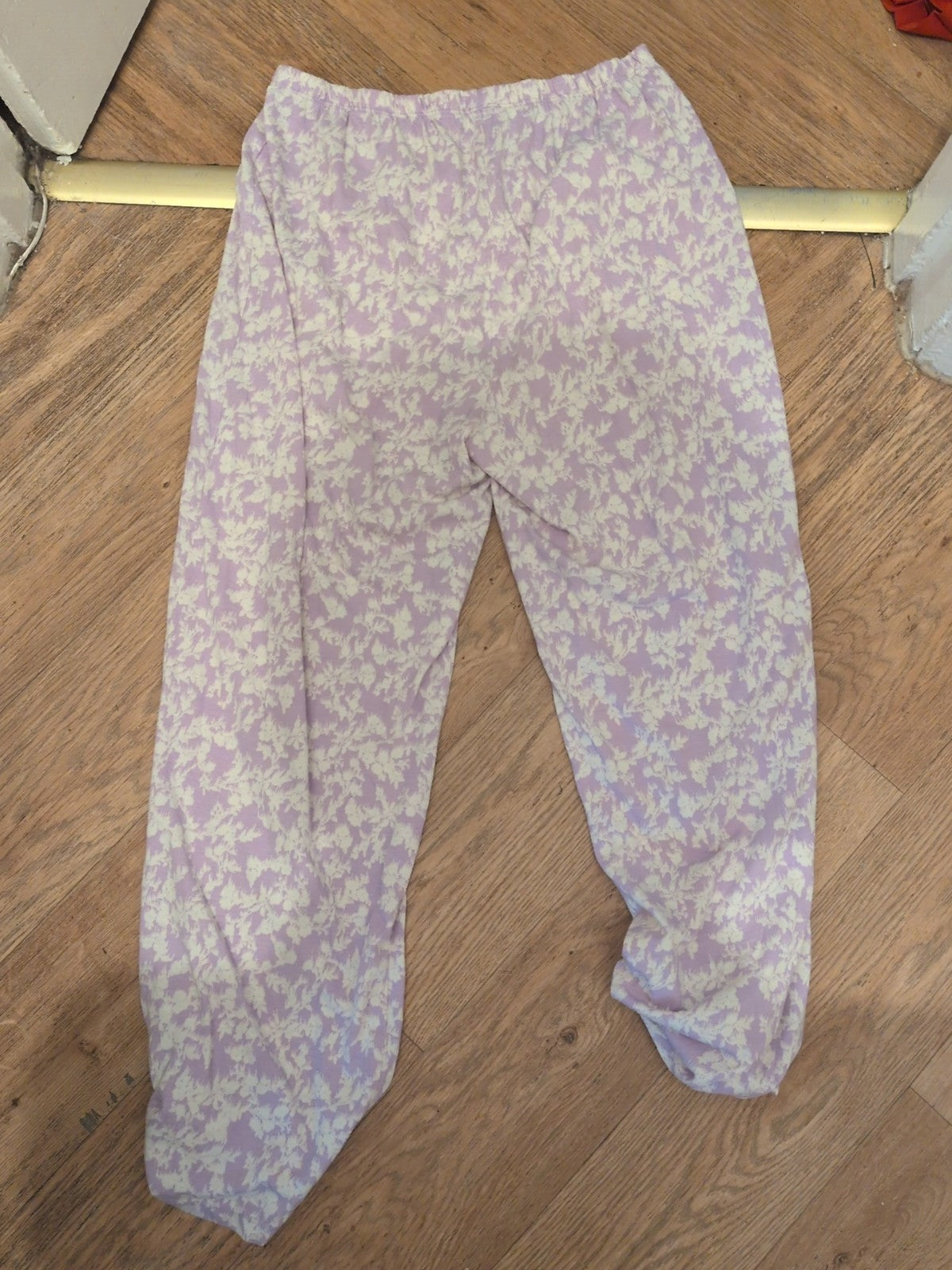 Medium Purple And White Patterned Elasticated Pyjama Bottoms