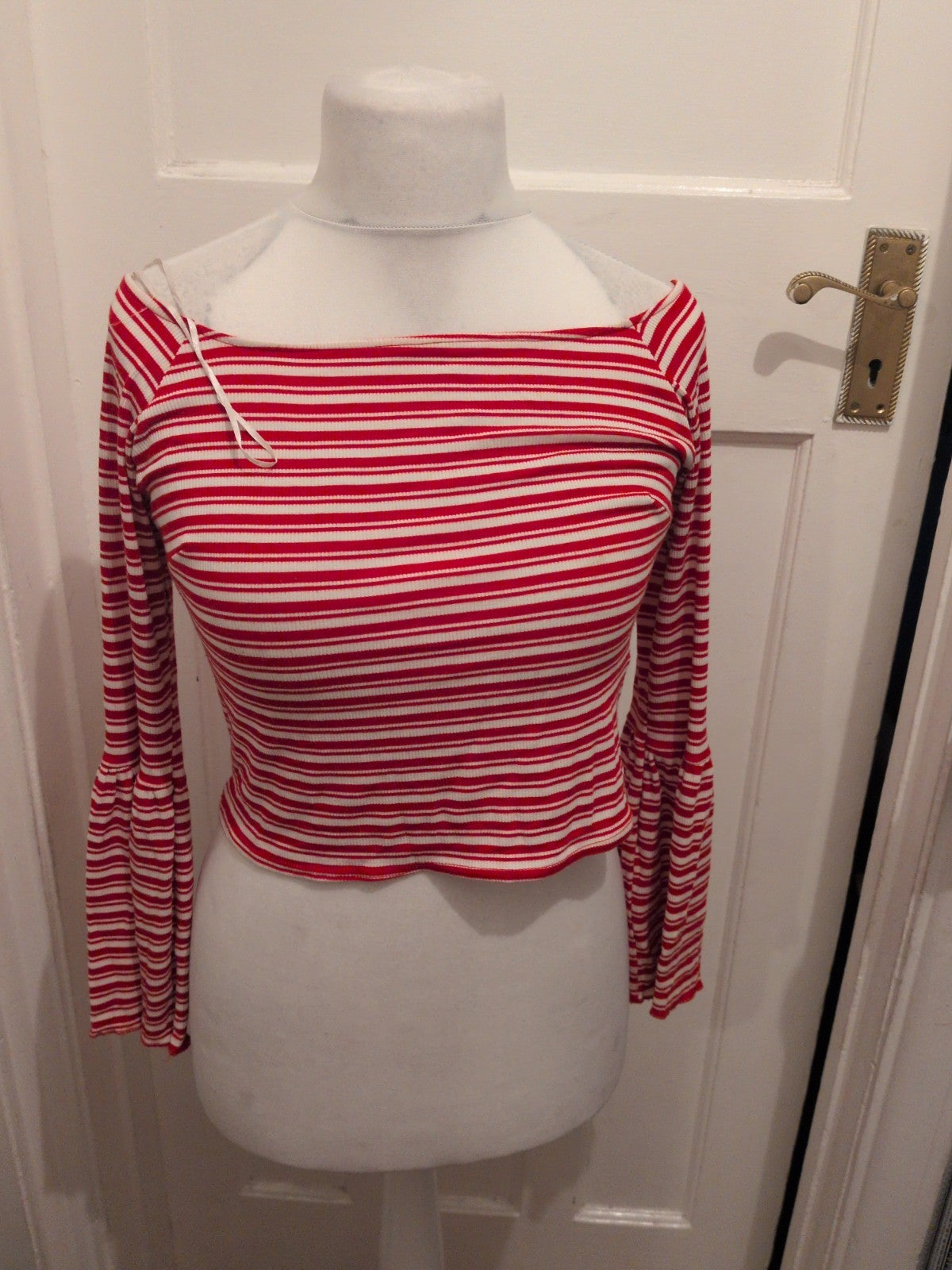 Innocence 16 Red And White Long Sleeve Crop Top