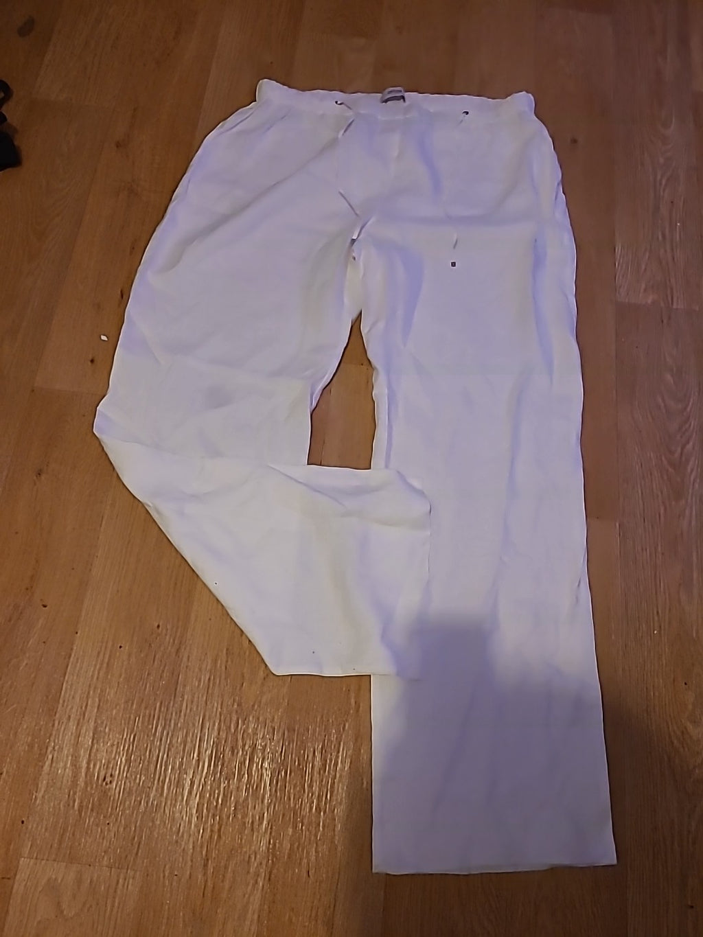 Ladies Persona Size 29* White Elasticated Linen Trousers