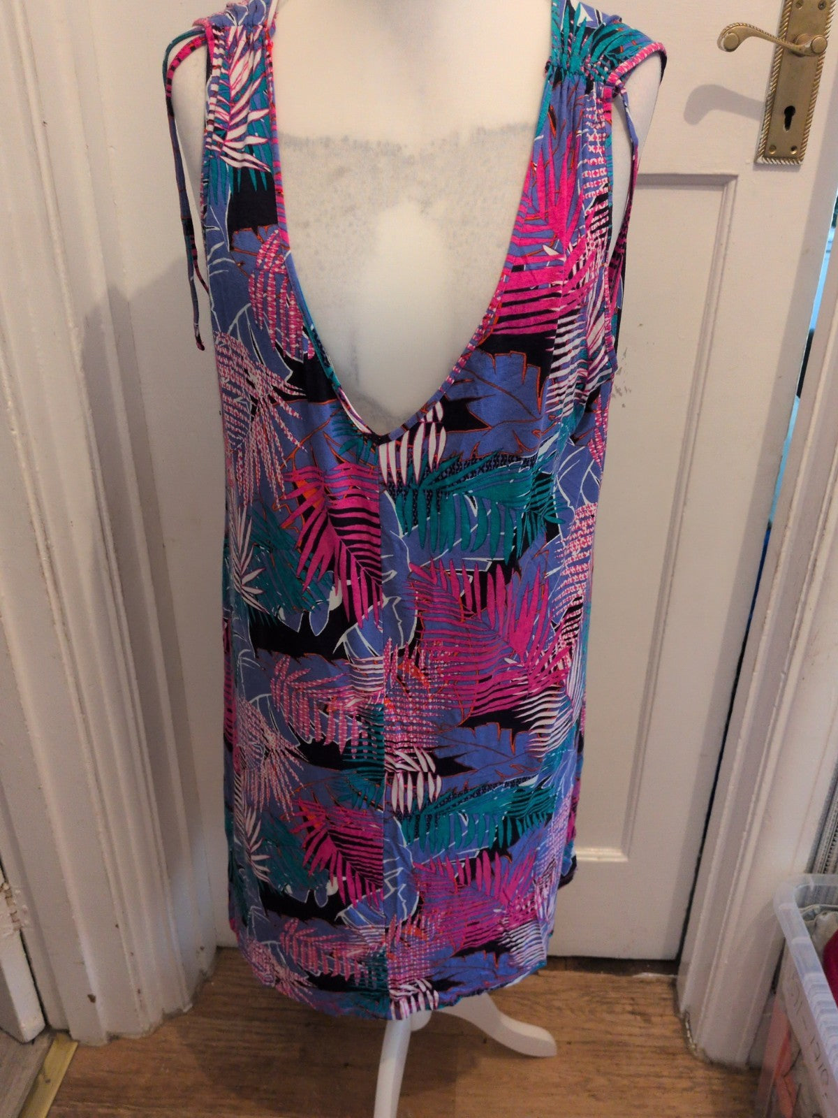 George 22 Purple Floral Sleeveless V Neck Knee Length Dress