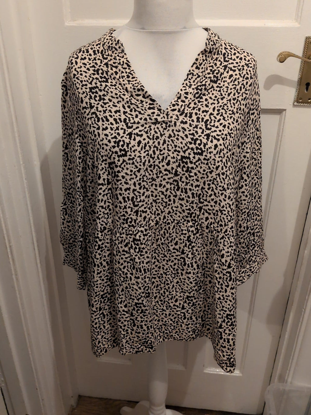 George 16 Black And Cream Leopard Print Blouse