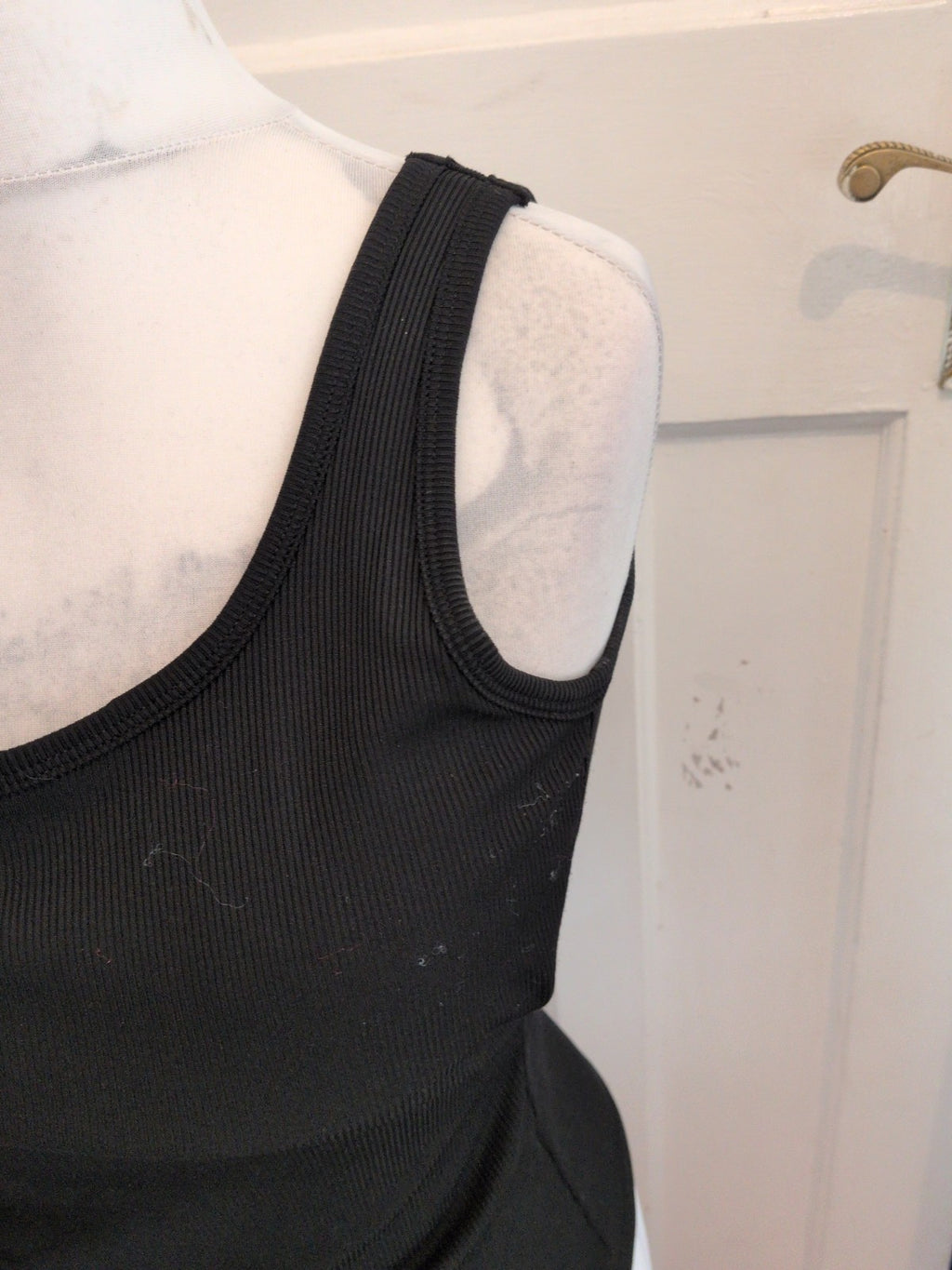 Large Black Rib Sleeveless Cami Style Top