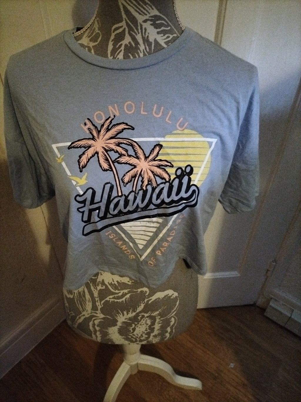 Ladies Primark Medium Blue Honolulu Cropped Top