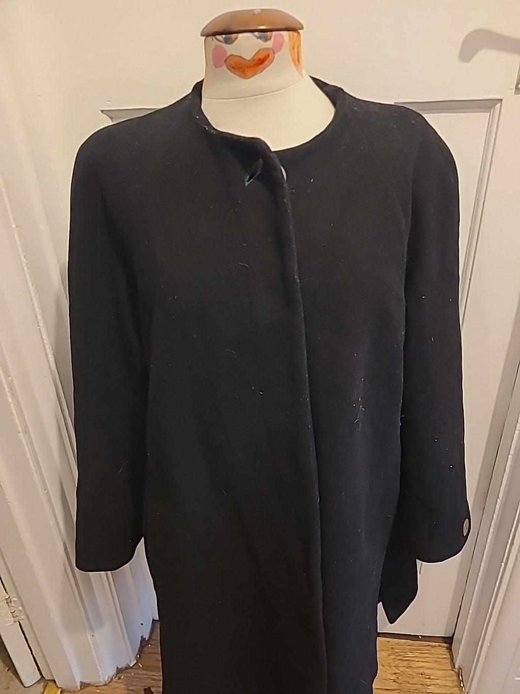 Ladies Size 18 Black Lined Buttoned Coat