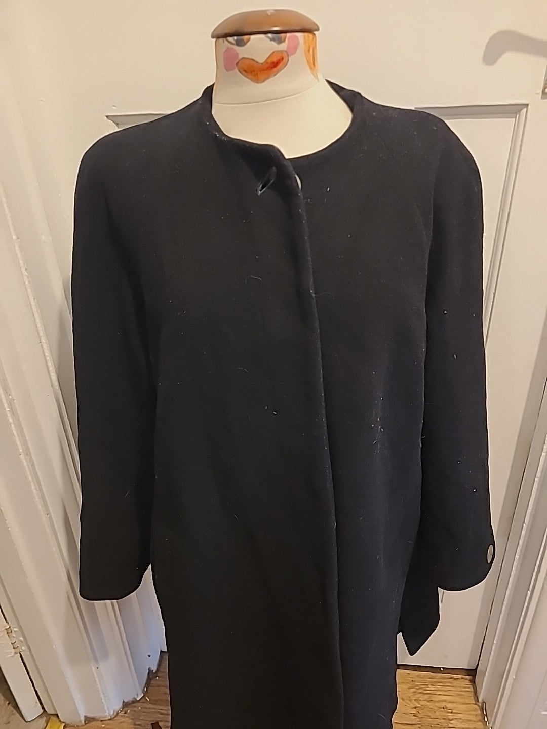 Ladies Size 18 Black Lined Buttoned Coat