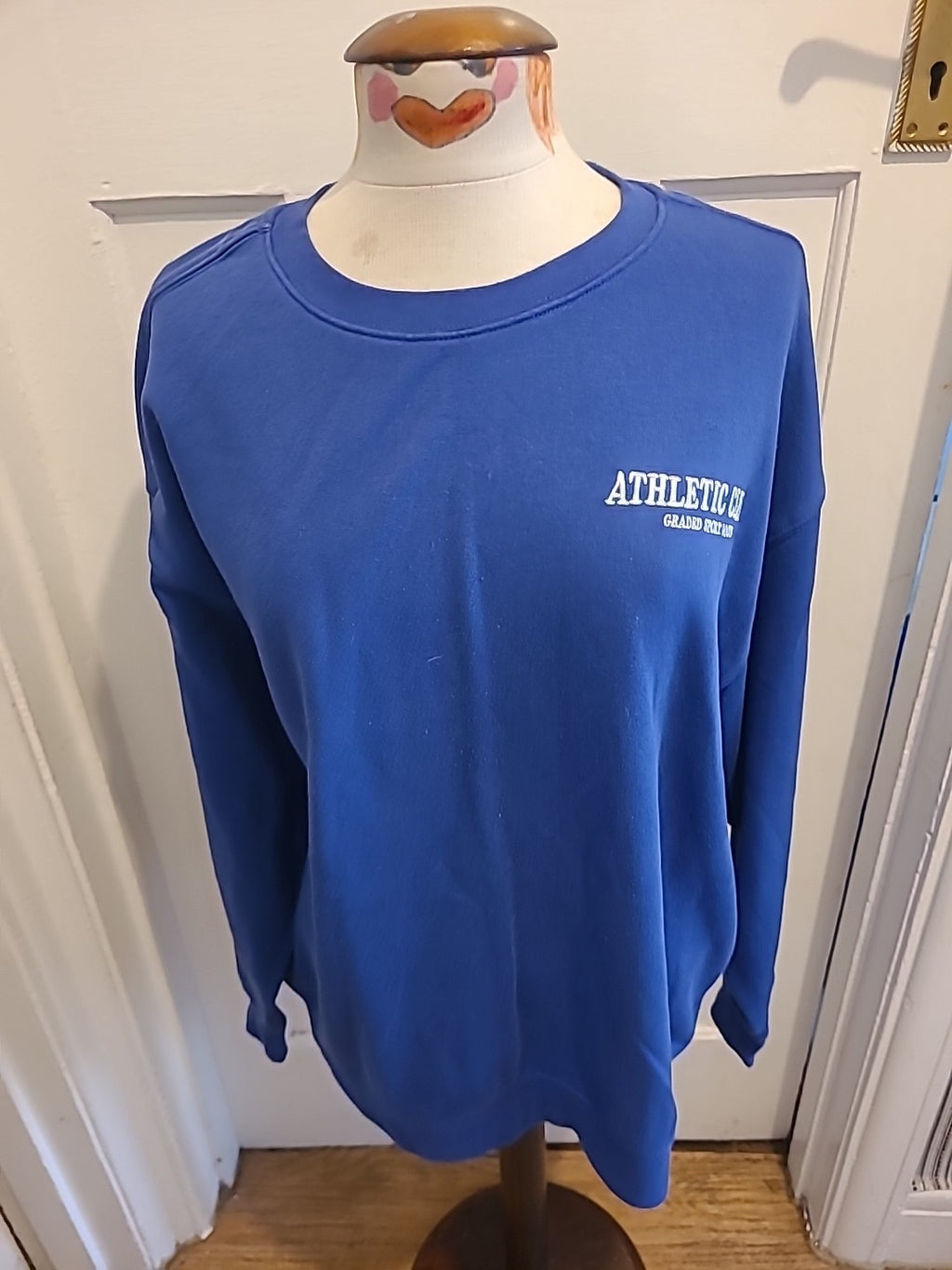 Mens Primark Size Large Blue Long Sleeved With White Print Sweatshirt
