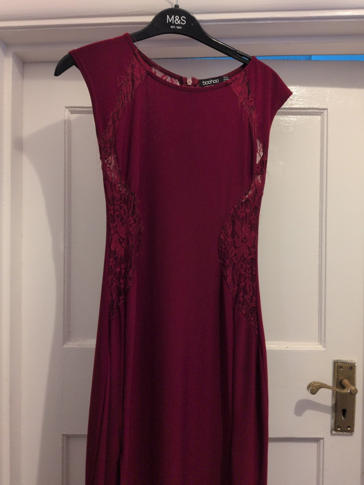 Boohoo 12 Purple Short Sleeve Long Length Split Hem Dress