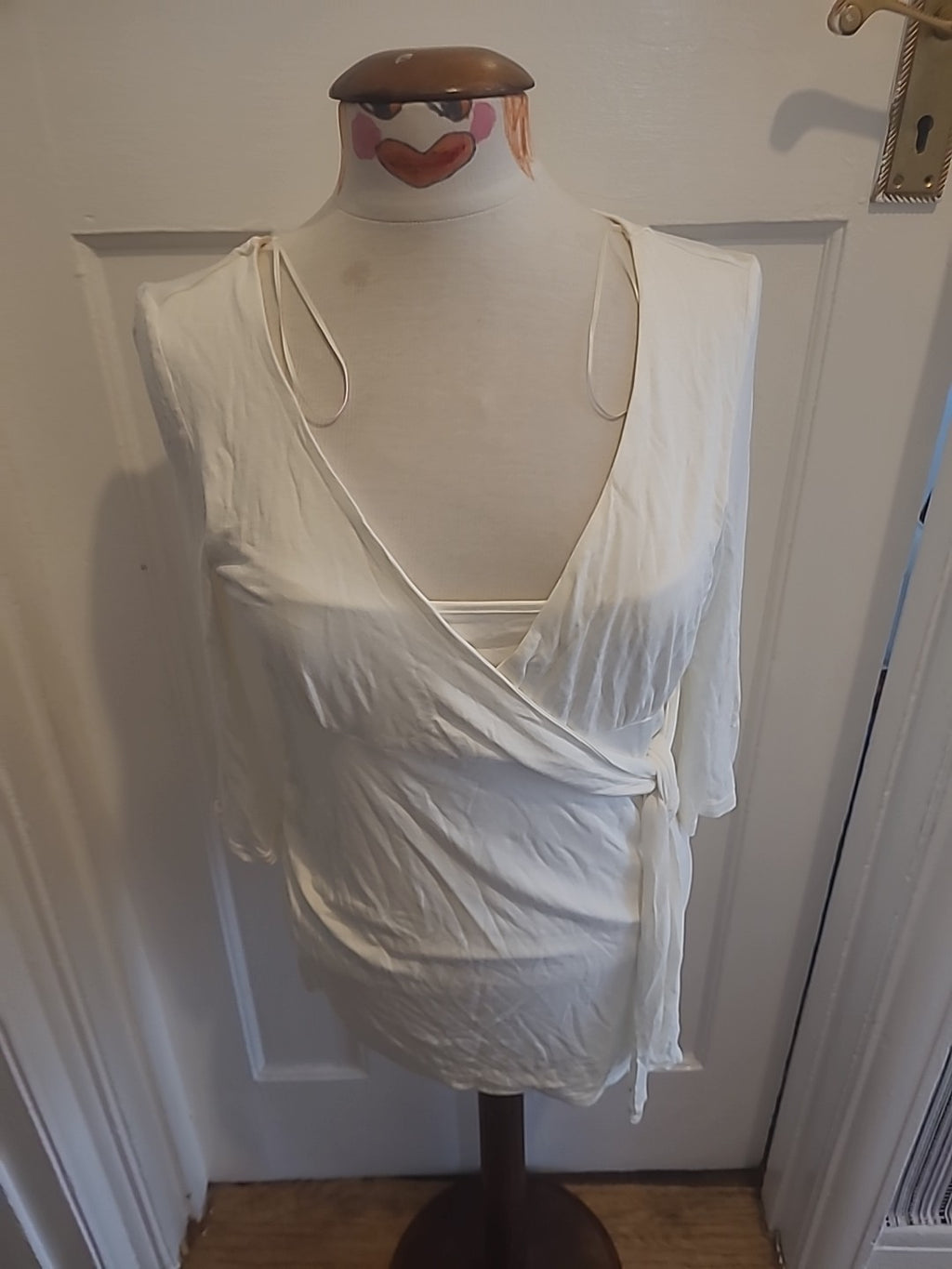 Ladies Mothercare Size 12 Cream Short Sleeved Longline Maternity Top