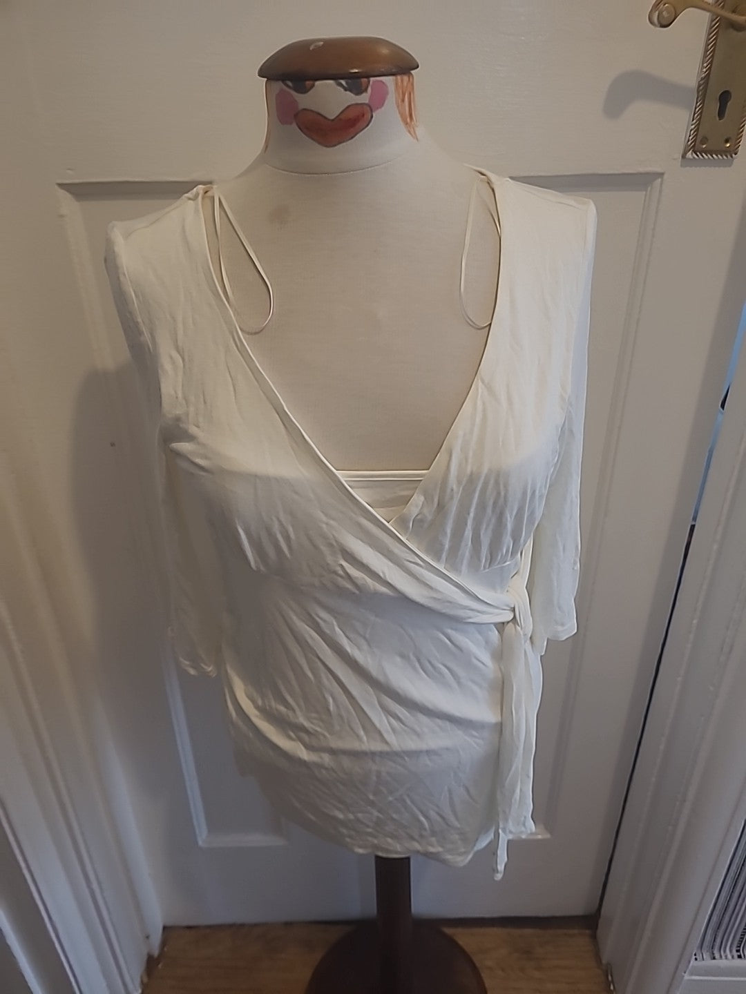 Ladies Mothercare Size 12 Cream Short Sleeved Longline Maternity Top