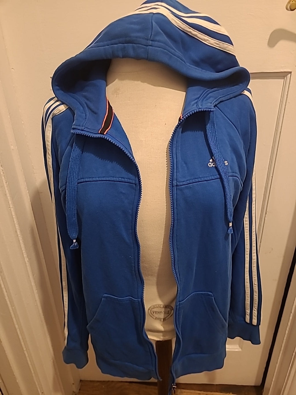 Mens Adidas Size Small Blue Zip Through Jacket