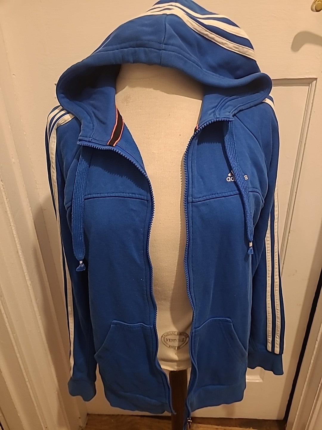 Mens Adidas Size Small Blue Zip Through Jacket