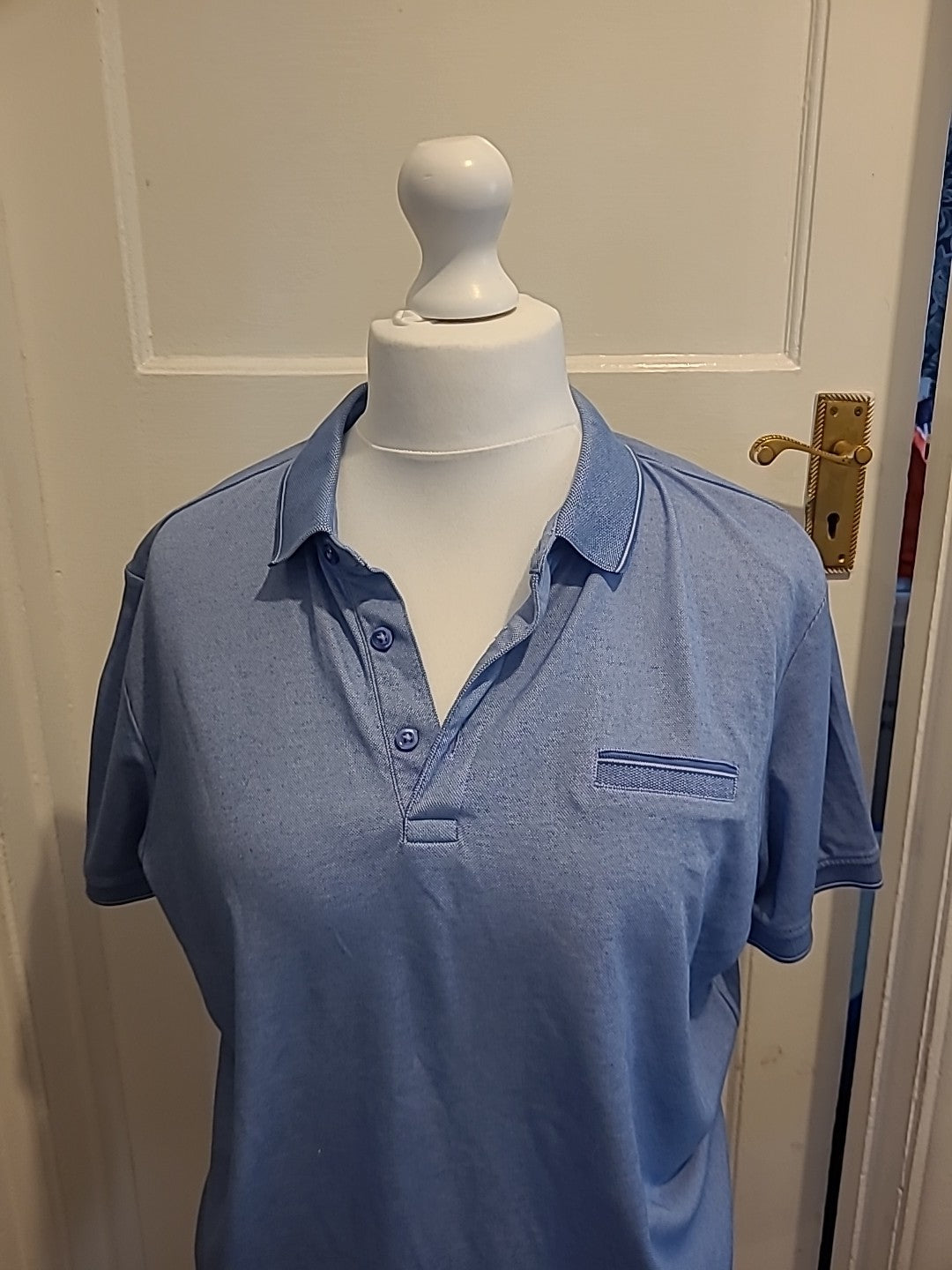 Mens Tu Size Large Blue Short Sleeved Polo