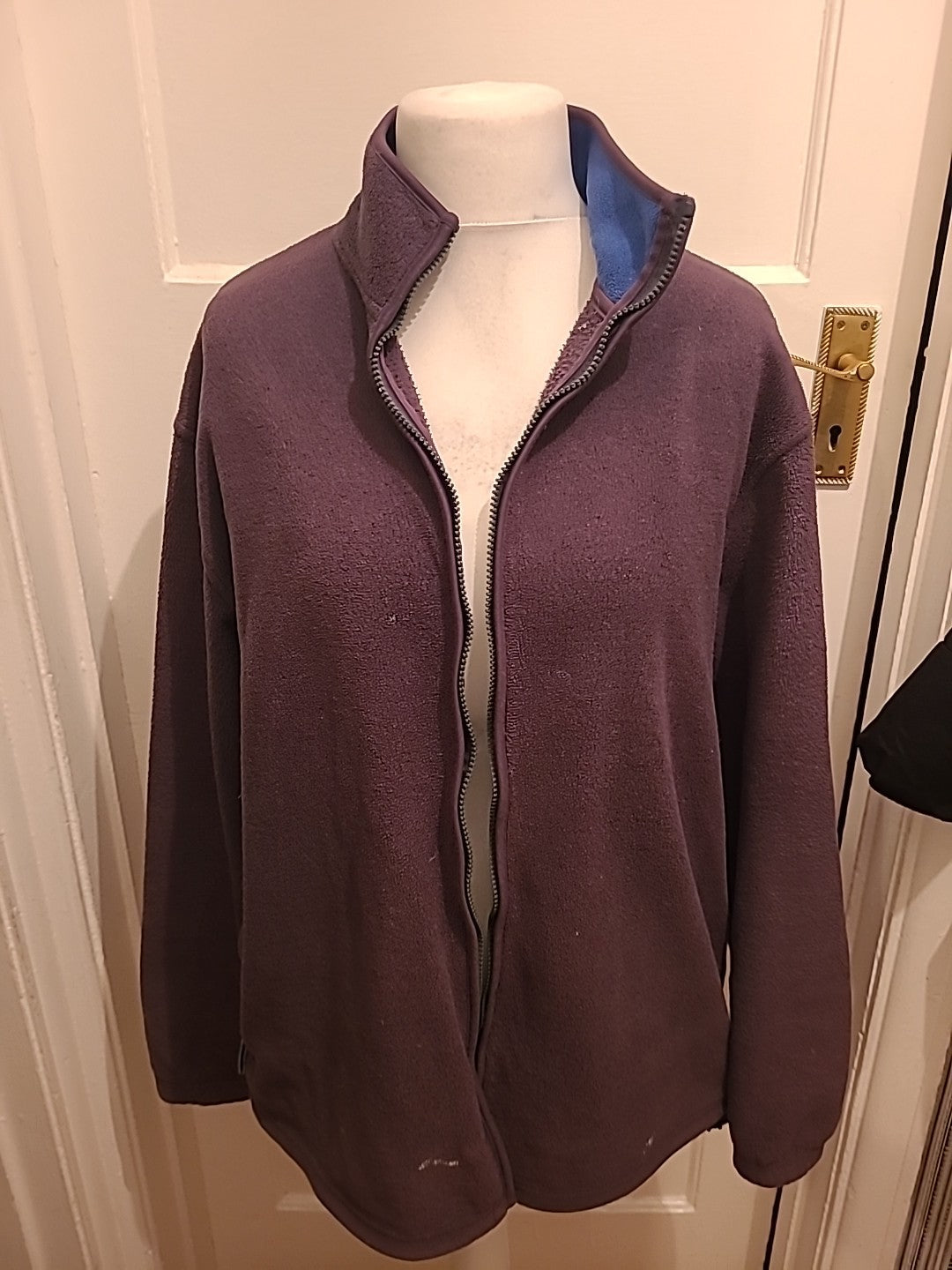 Mens Easy Size Large Grey And Blue Full Zip Jacket