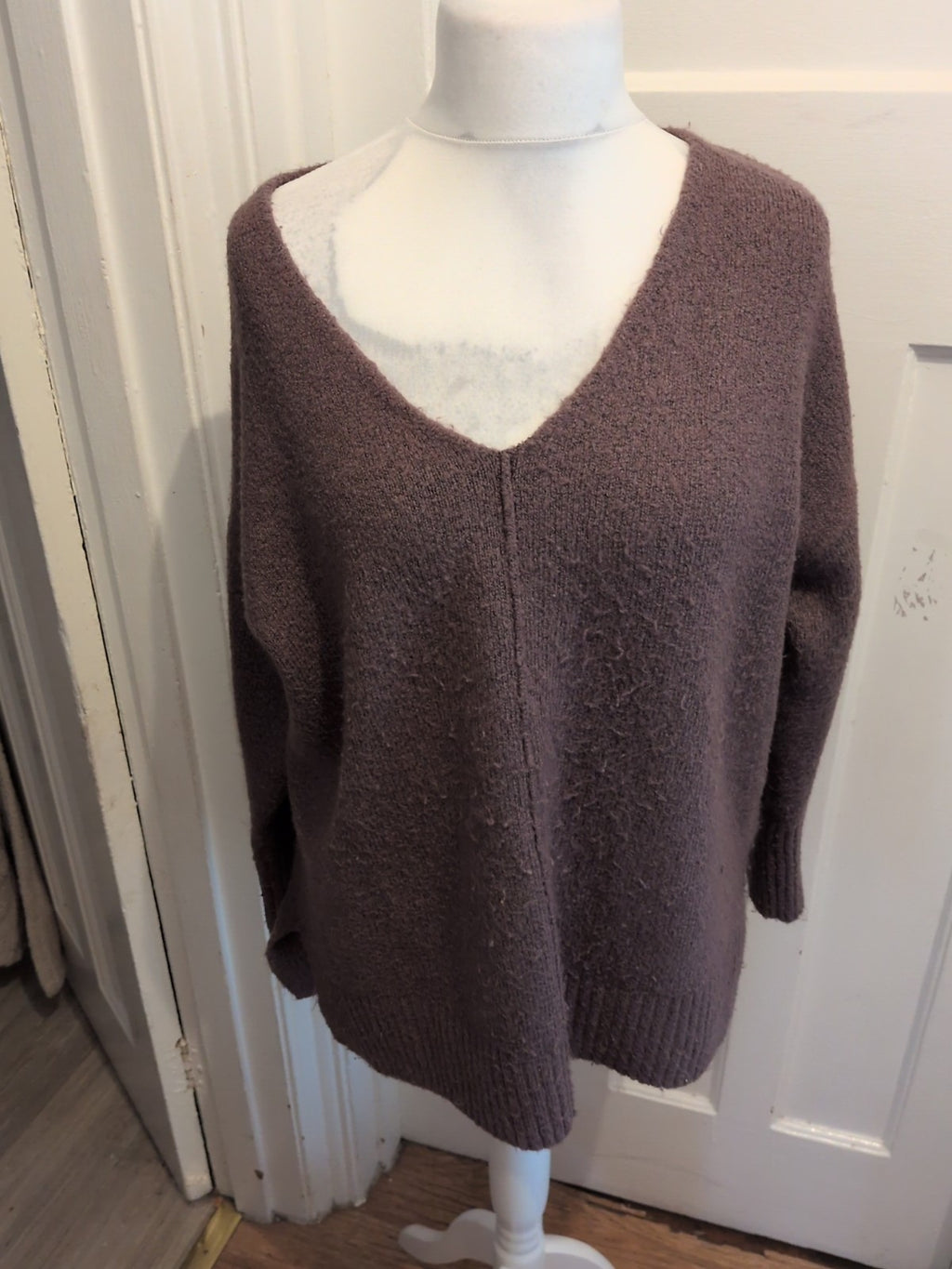 George 12-14 Dark Purple V Neck Jumper