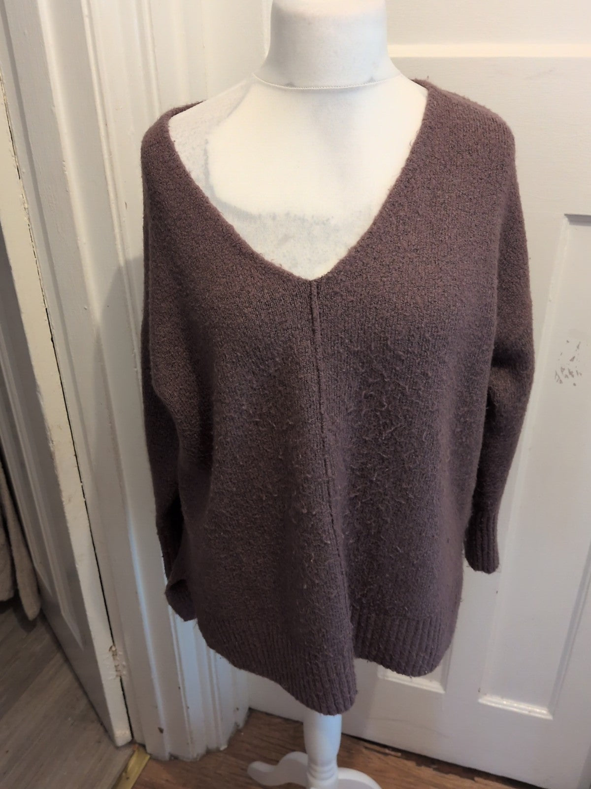 George 12-14 Dark Purple V Neck Jumper