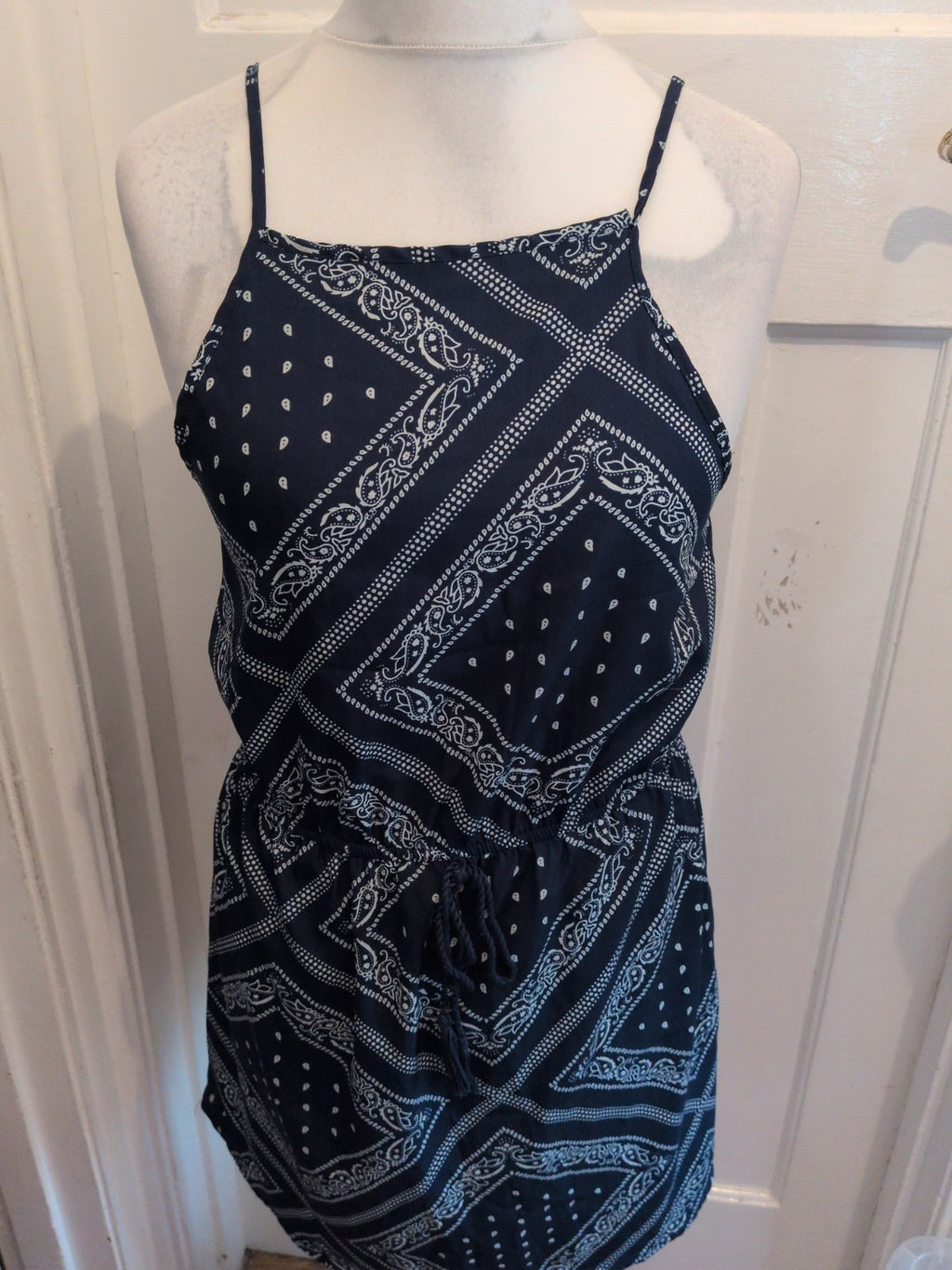 Primark 14 Navy And White Aztec Sleeveless Dress/Top