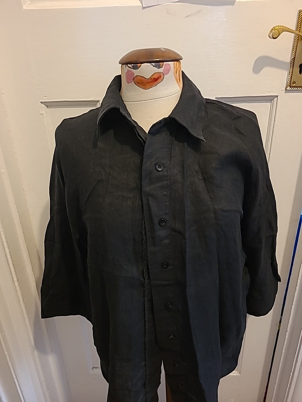 Ladies Zara Size Small Black Short Sleeved Buttoned Blouse