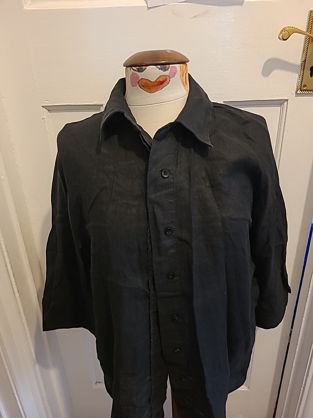 Ladies Zara Size Small Black Short Sleeved Buttoned Blouse
